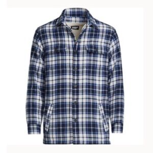 LANDSEND Men's Flannel Sherpa Lined Shirt Jacket with Pockets